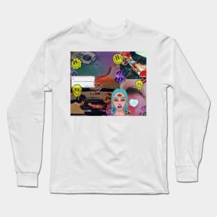 psychedelic aesthetic collage Long Sleeve T-Shirt